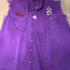 Vintage Handmade Harley Purple Jean Vest